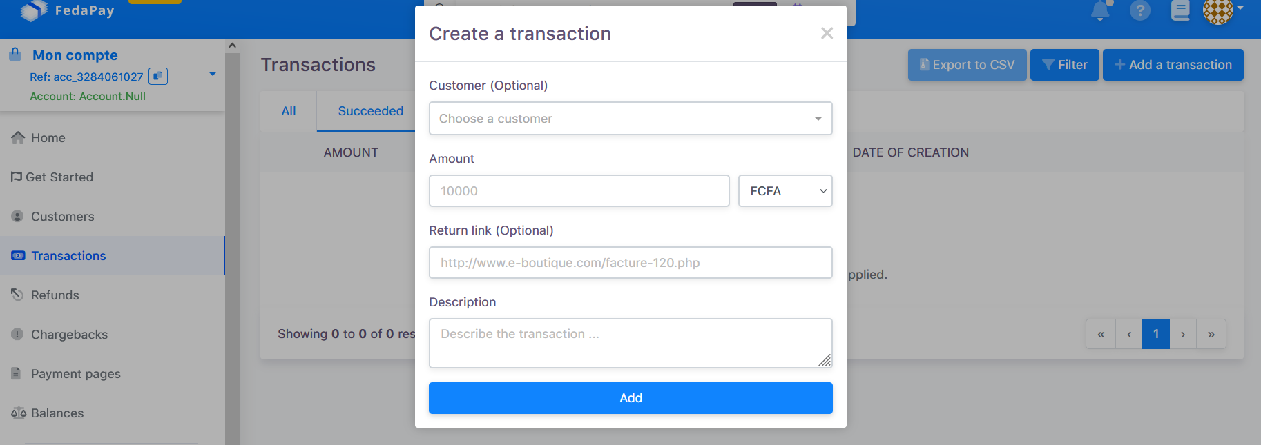 transaction creation